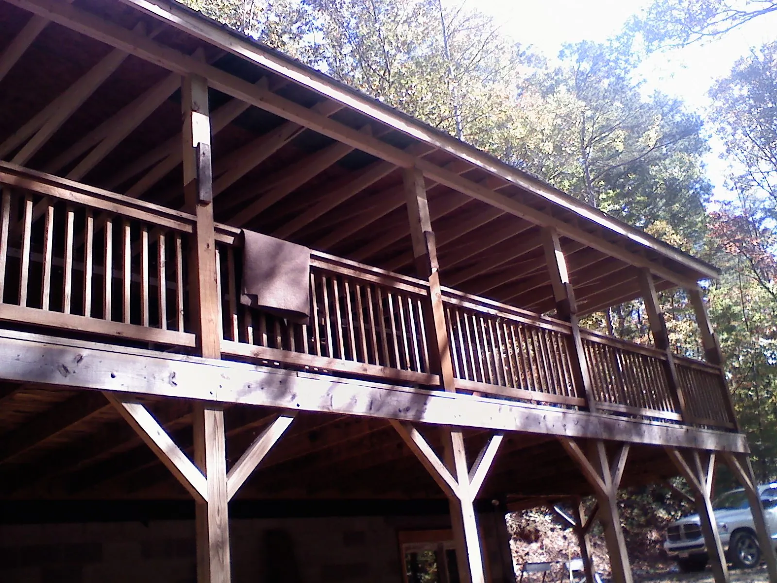 Timber framing under a new elevated porch and deck — Roof Leak Repair in Wood Dale by Roofing Brothers
